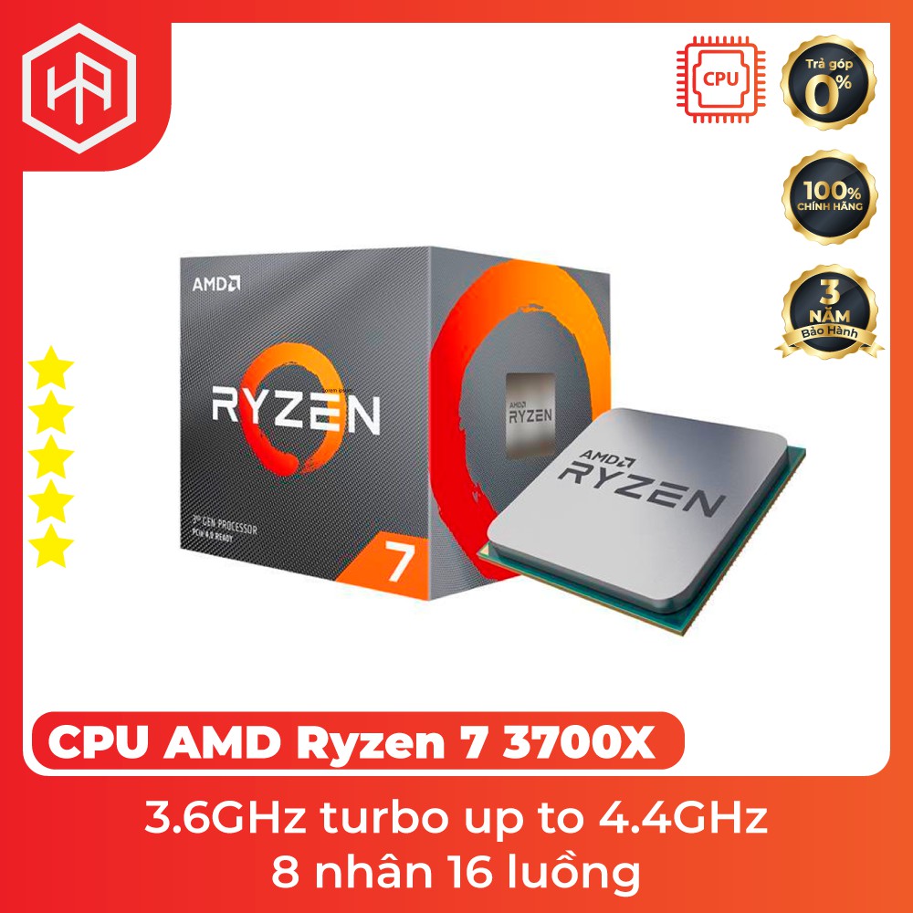 AMD Ryzen 7 3700X (3.6GHz turbo up to 4.4GHz, 8 nhân 16 luồng) - Full box nhập khẩu nguyên seal BH 36 tháng