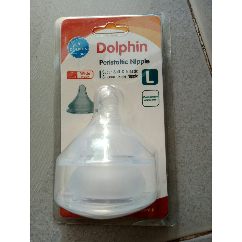 Bộ 2 núm silicone thay bình cổ rộng Dolphin (Size L)