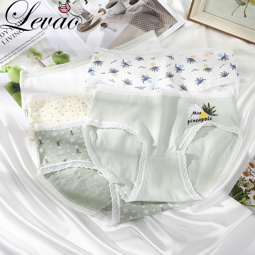 Quần Lót Cotton Levao Lưng Vừa In Họa Tiết Trái Dứa Cho Nữ