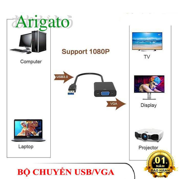 Cáp chuyển đổi USB 3.0 to VGA Arigato. TM