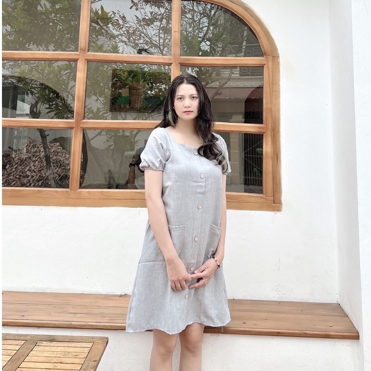Đầm bầu cổ vuông thời trang thiết kế công sở MSP266 Mom and baby