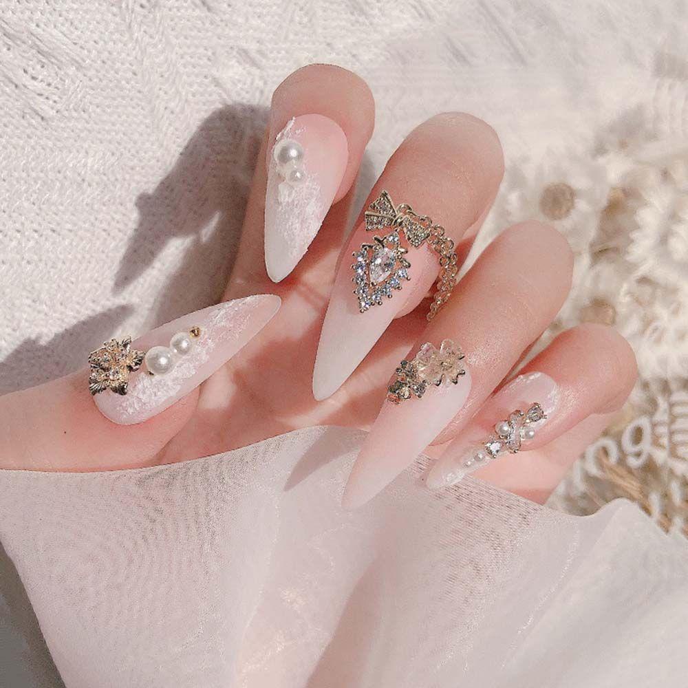 CLEOES Phụ Kiện Trang Trí Móng Tay Hình Nơ Đính Đá Lấp Lánh Sang Trọng DIY