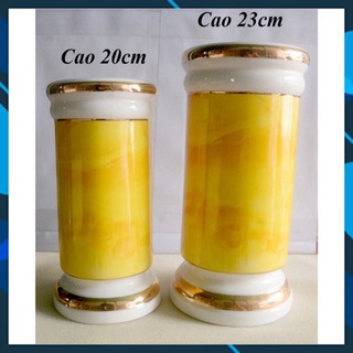 Ống đựng nhang thờ cúng bàn thờ gốm sứ vàng