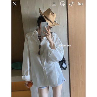 Áo sơ mi tay dài dáng rộng kẻ sọc thời trang xuân thu cao cấp
