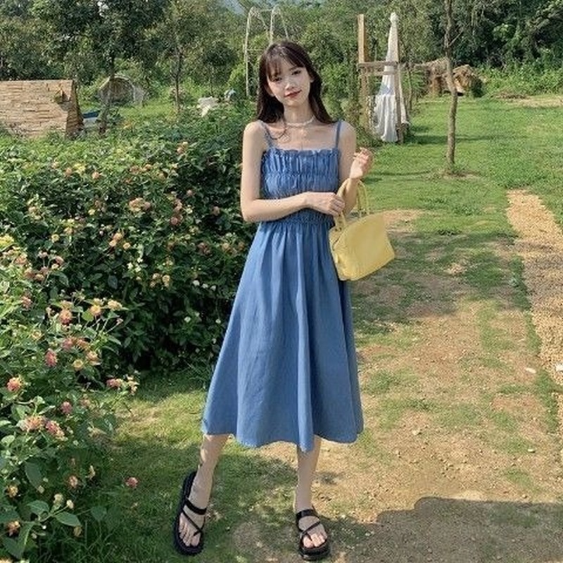 Đầm Ngắn Tay Cổ Vuông Dáng Rộng Thời Trang Mùa Hè Cho Nữ