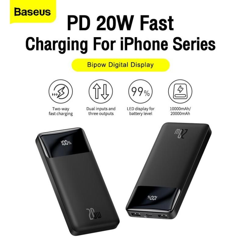 Pin sạc dự phòng 20w Baseus Bipow Digital Display Power Bank dung lượng 10.000 mAh/20.000 mAh - SPK Official