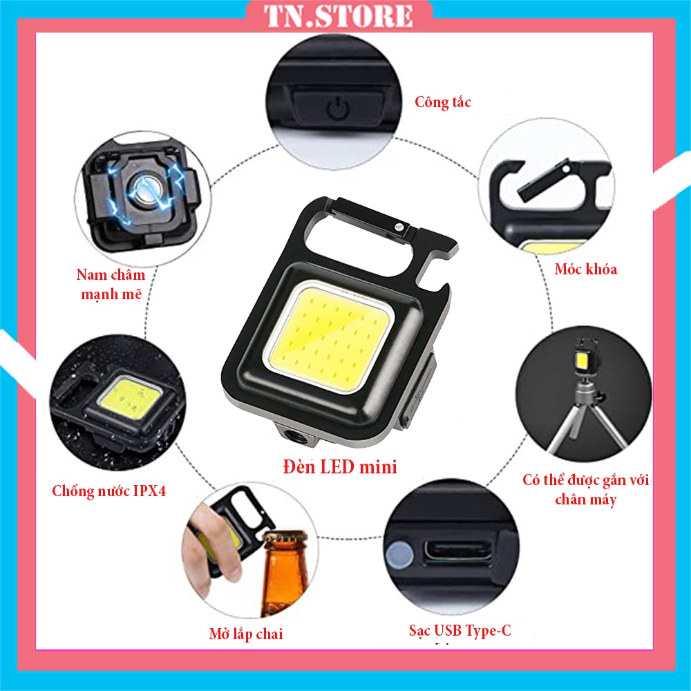 Móc Khóa Đèn LED COB Mini 5W Sạc USB Tiện Dụng