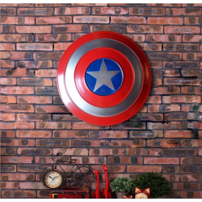 (BẰNG KIM LOẠI, 48CM) Khiên Captain American Shield Marvel Avenger cầm tay và treo tường tỷ lệ 1:1, đồ chơi và trang trí