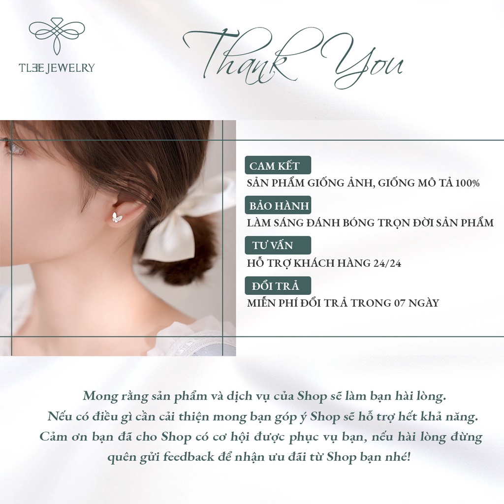 Khuyên tai bạc nữ TLEE hồ điệp nhỏ nạm đá xinh xắn NCJ B0184