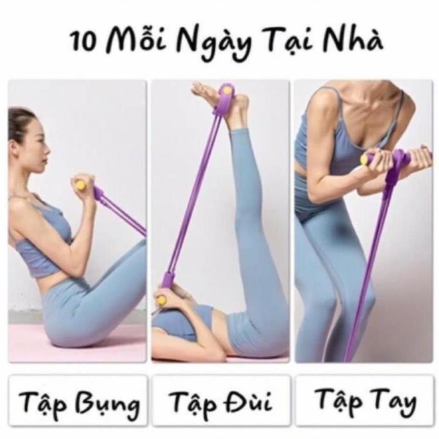 Dây Kéo Đàn Hồi 4 Ống Cao Su Bàn Đạp Chân,  Dụng Cụ Tập GYM Thể Dục Săn Chắc Bụng Tay Vai Tại Nhà Cho Nam Nữ