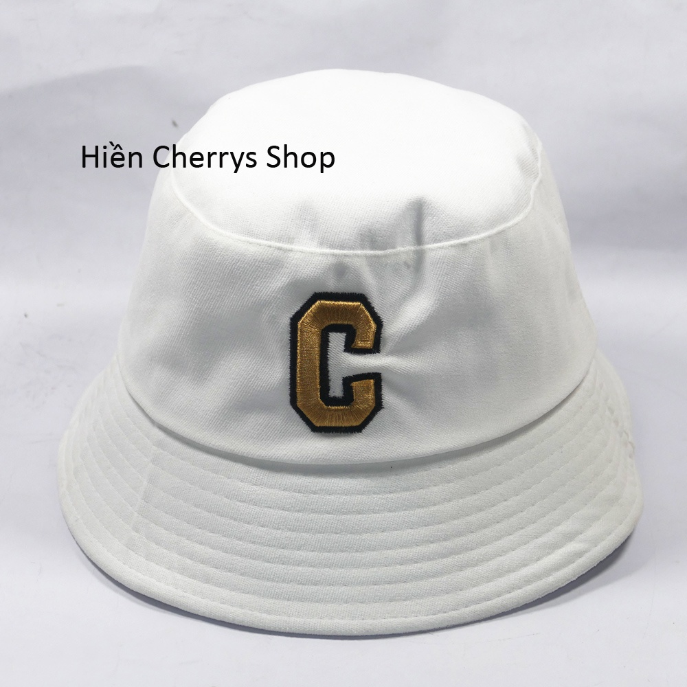 Mũ bucket vành cụp nhung thêu chữ C phong cách ❤ Nón tai bèo nam nữ unisex cao cấp