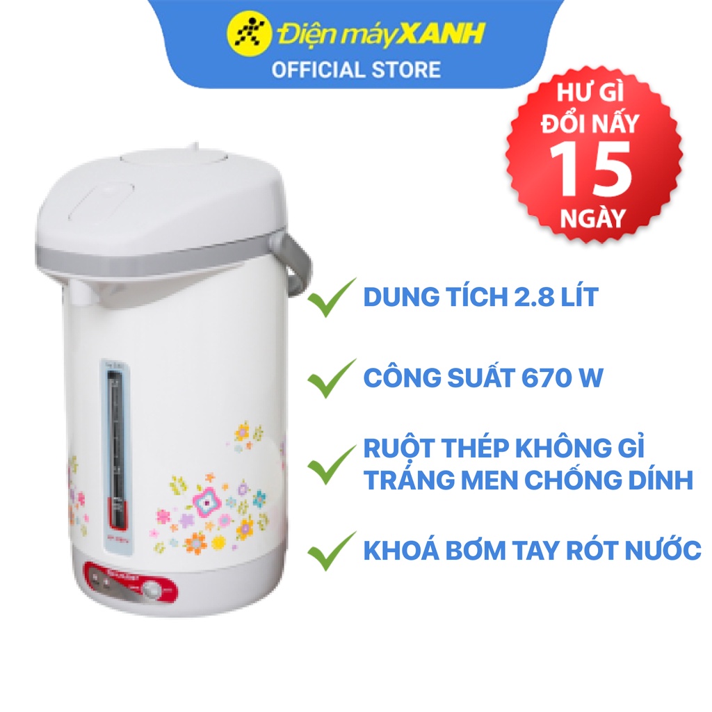 [Mã ELHADEV giảm 4% đơn 300K] Bình thủy điện Sharp KP-31BTV- CU 2.8 lít