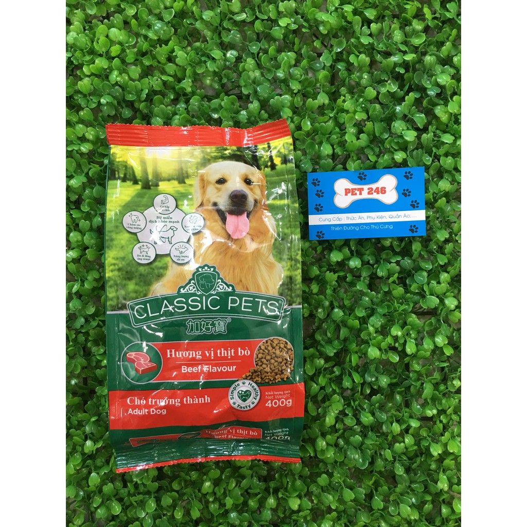 [Mã PET50K giảm Giảm 10% - Tối đa 50K đơn từ 250K] THỨC ĂN KHÔ DÀNH CHO CHÓ TRƯỞNG THÀNH VỊ BÒ CLASSIC PET 400gr