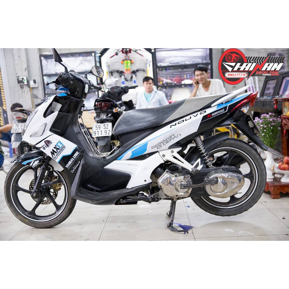 Tem Trùm Nouvo 4 LX Trắng Xanh Akapovic