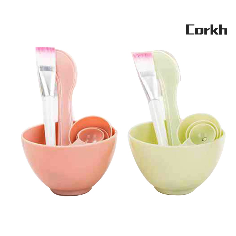 corkh 4 in 1 DIY Homemade Makeup Beauty Facial Face Mask Bowl Brush Spoon Stick Tools