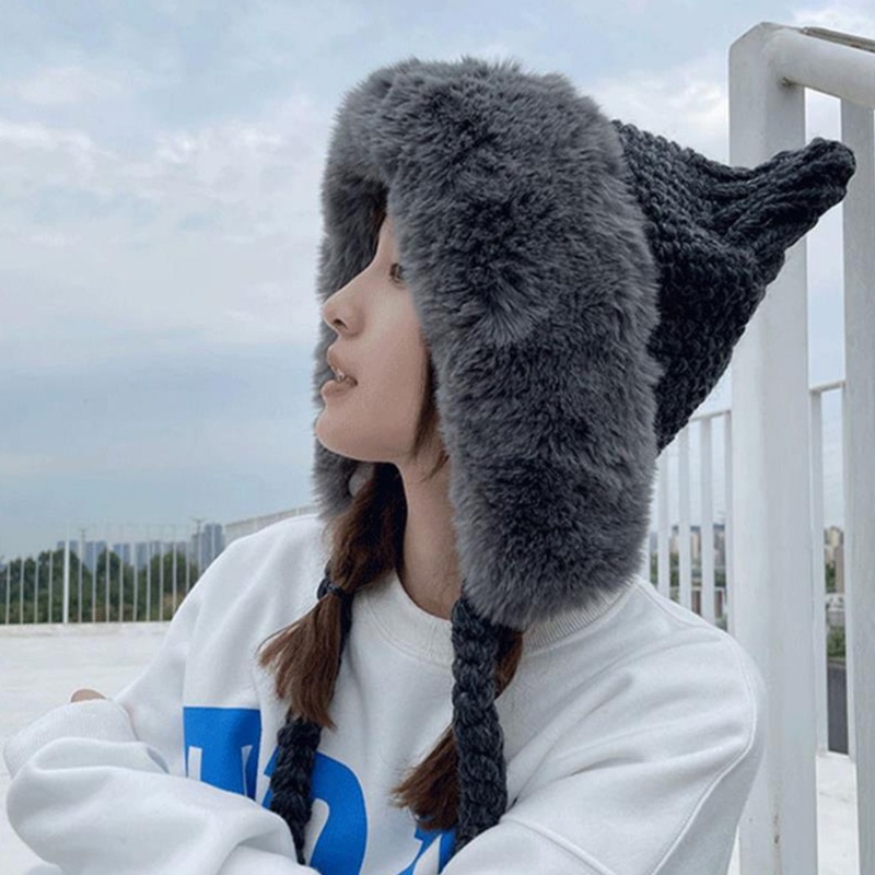 Mũ Bomber Tai Mèo Lông Xù Giữ Ấm Dành Cho Lễ Hội Hol