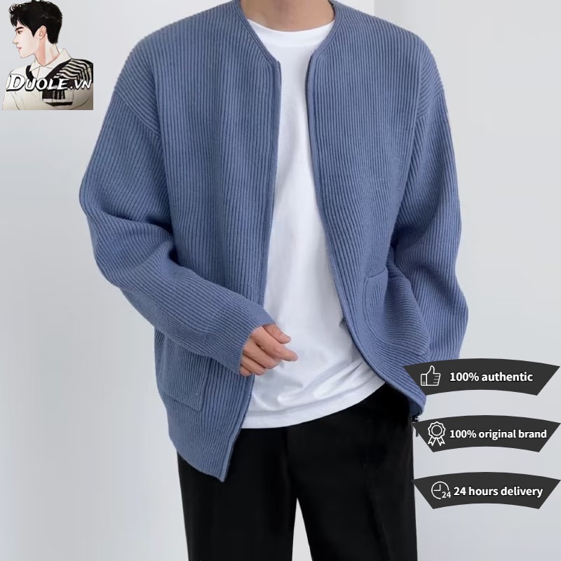 cardigan nam simple unisex from rộng mẫu mới hàng tr ă m vòng cổ màu đ ặc chất l ư ợng cao nhiều màu áo khoác đ ôi