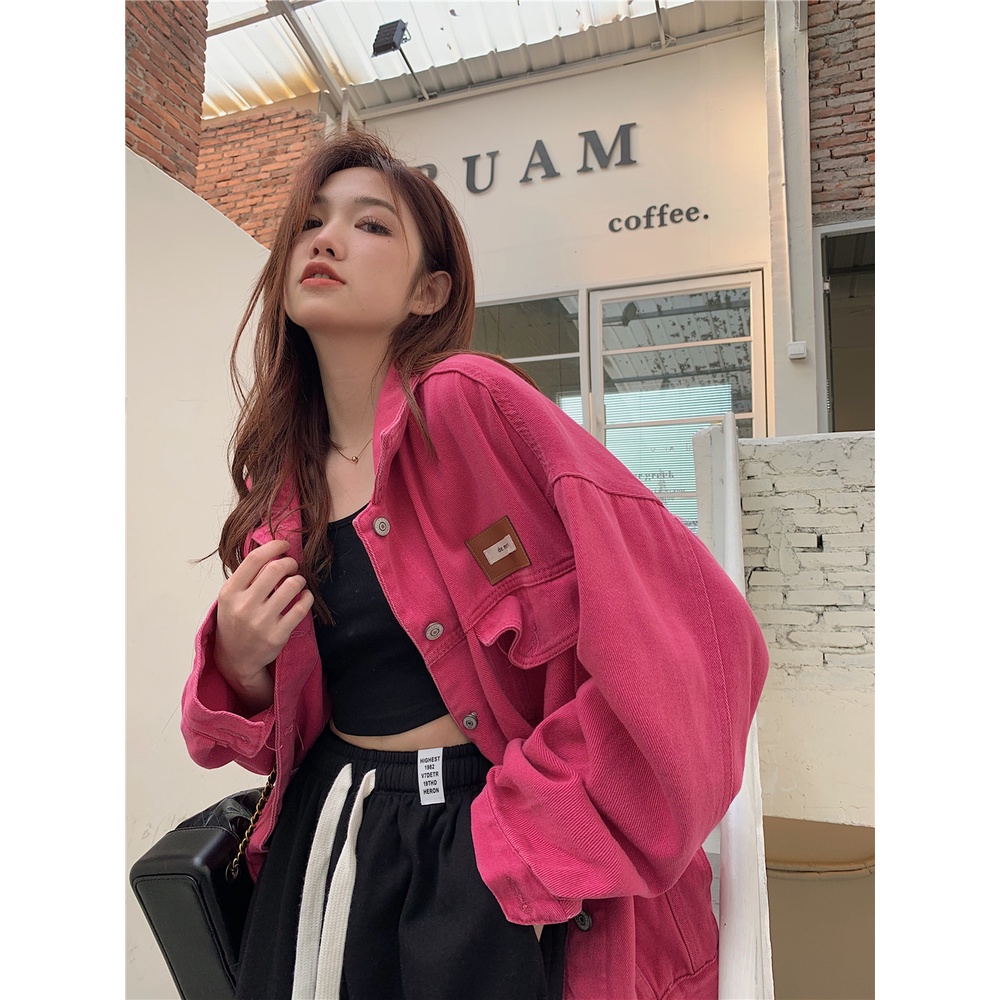 Áo Khoác denim Dáng Rộng Phong Cách retro Mỹ Thời Trang Mùa Thu Dành Cho Nữ
