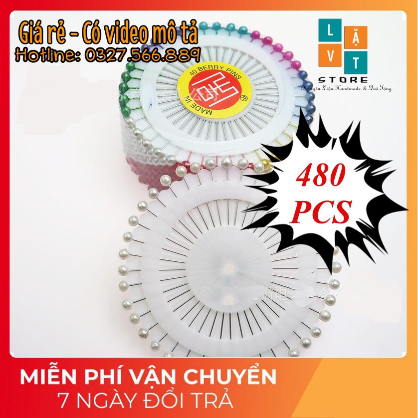 Pin định vị, kim cố định đầu tròn cao cấp để cố định - 1 lốc 480 cái-phụ kiện may mặc