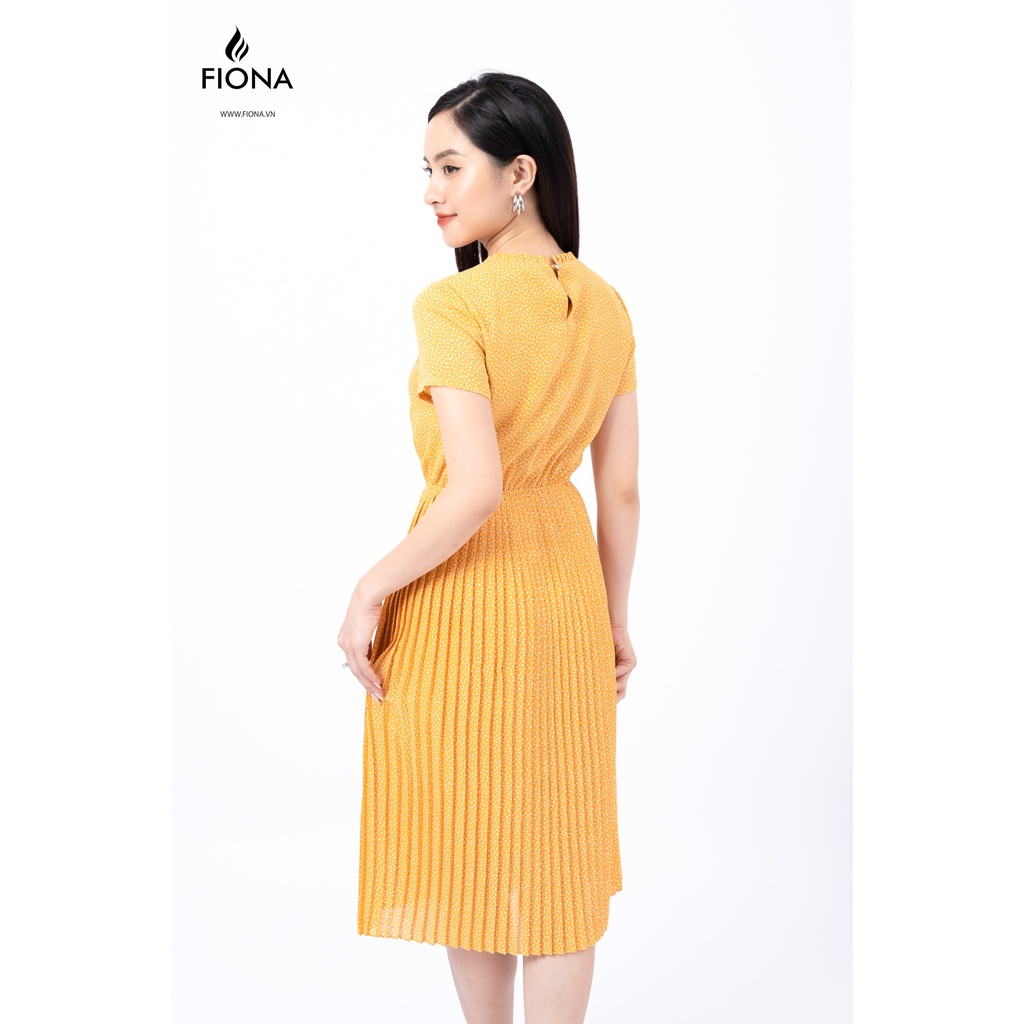 Đầm xòe dập nhăn chun eo cổ xếp bèo FIONA F451333
