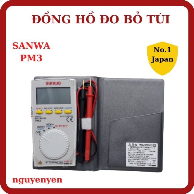 [SIÊU NHẸ] Đồng Hồ Đo VOM Đa Năng Vạn Năng Điện Tử Bỏ Túi SANWA PM3 - Tiêu Chuẩn CE - Tiết Kiệm Pin Tối Đa