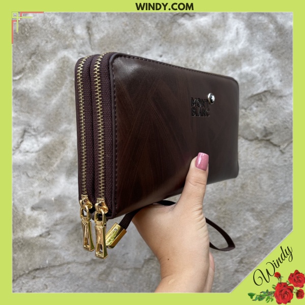Ví Cầm Tay Nam Nữ MB 2 khóa Chất Da Bò Nhiều Ngăn WD856