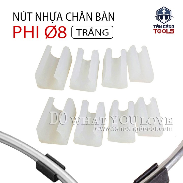 50 Chân Nhựa Bọc Chân Bàn Ghế Sắt Phi Tròn 8 mm - Màu Trắng / Màu Đen