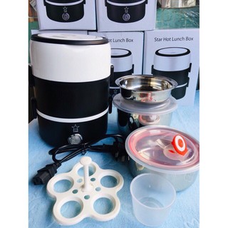 Hộp cơm cắm điện giữ nhiệt 2 tầng inox 304 cao cấp giúp hâm nóng thức ăn tiện dụng