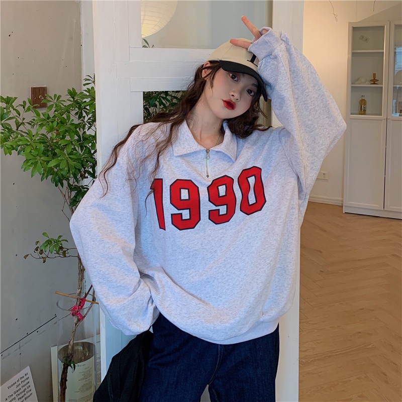 Áo Hoodies Tay Dài Hoạ Tiết Chữ In Phong Cách Retro