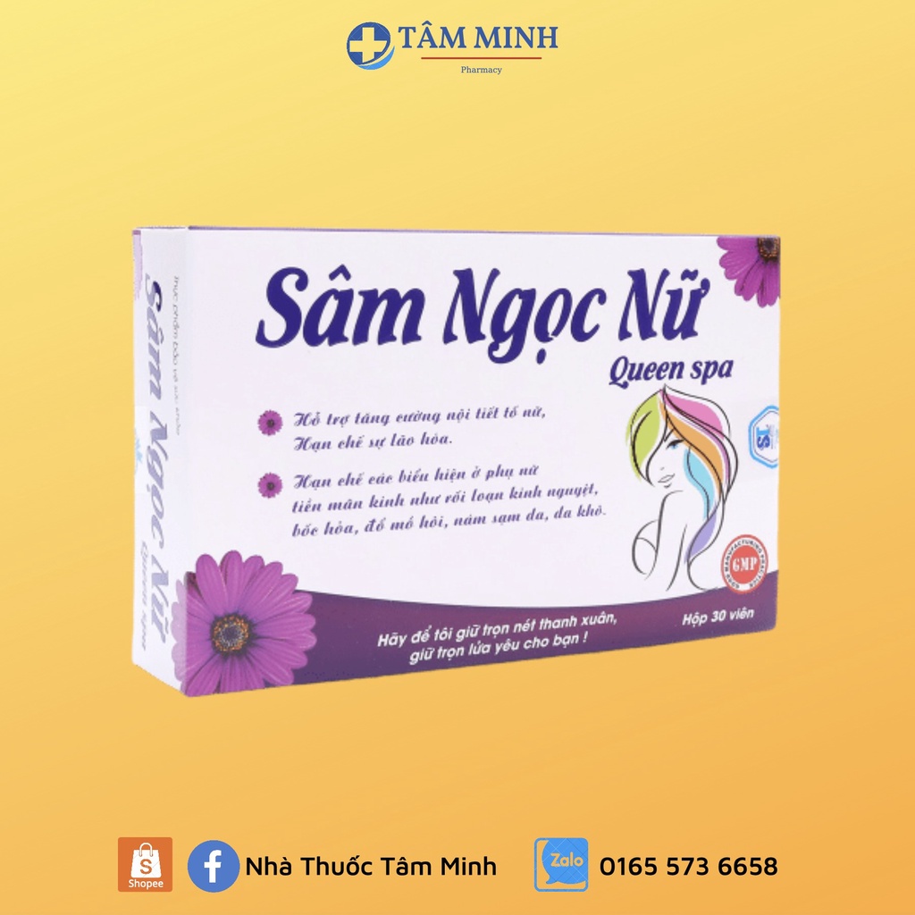 SÂM NGỌC NỮ QUEEN SPA TĂNG NỘI TIẾT TỐ NỮ, GIẢM NÁM, SẠM DA, TĂNG CƯỜNG SINH LÝ NỮ 30 VIÊN/ HỘP
