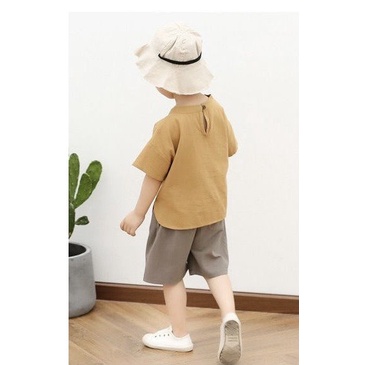 Bộ Quần Áo Cộc Tay Cho Bé Trai 1 Túi Phong Cách Hàn Quốc Chất Đũi Cao Cấp Từ 7-28kg - Sâu shop