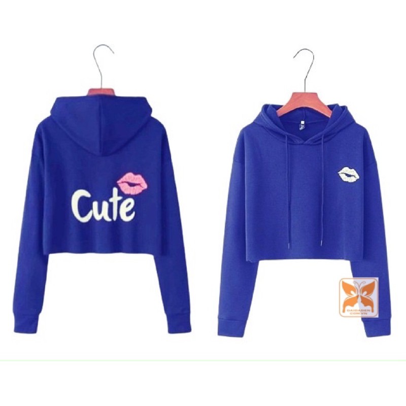 Áo Hoodie Lửng / Croptop Bé Gái 30kg -60kg Thun Da Cá