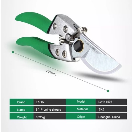 Kéo Làm Vườn, Cắt Tỉa Cành Cây, Thép Hợp Kim SK5 Chất Lượng Cao, Hàng Chính Hãng LAOA