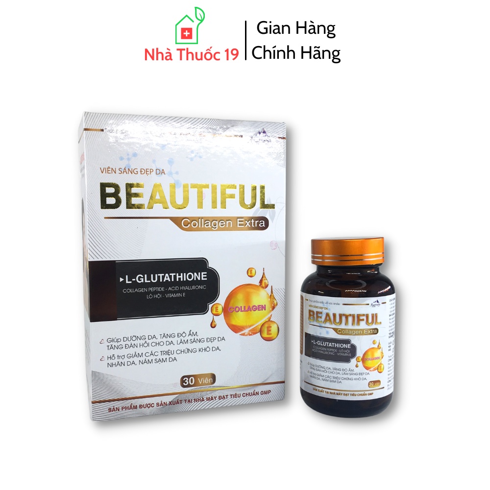 Viên sáng đẹp da Beautiful Collagen Extra, Giúp Dưỡng Da Tăng Đàn Hồi Cho Da Giảm Các Triệu Chứng Khô Da Nhăn Da Nám Sạm