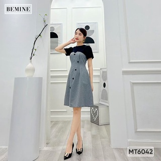 Đầm cổ phối đính nút BEMINE MT6042