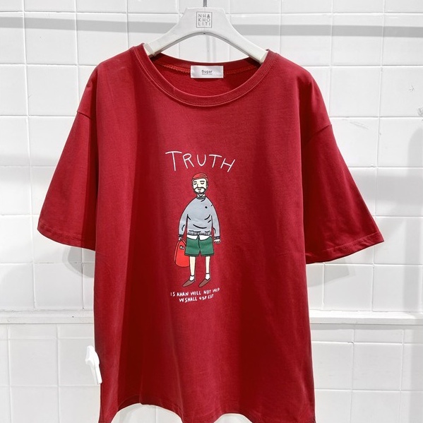 Áo thun tay lỡ KOMBOH phông Unisex nam nữ oversize form rộng TRUTH A05