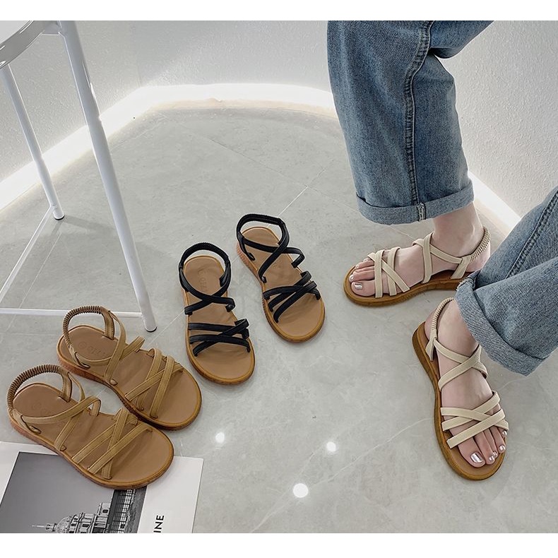 Xăng đan Đế Dày Mềm Mại Phong Cách Roman Cho Nữ Sinh