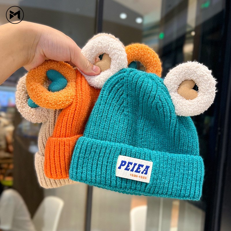 Mũ Len Dệt Kim Đính Tai Trái Tim Thời Trang Hàn Quốc Mới 2022