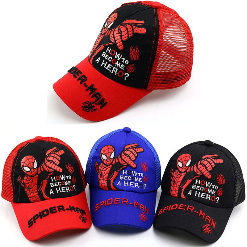 Nón lưỡi trai in hình Spiderman nhiều màu sắc dành cho các bé trai từ 3-8 tuổi