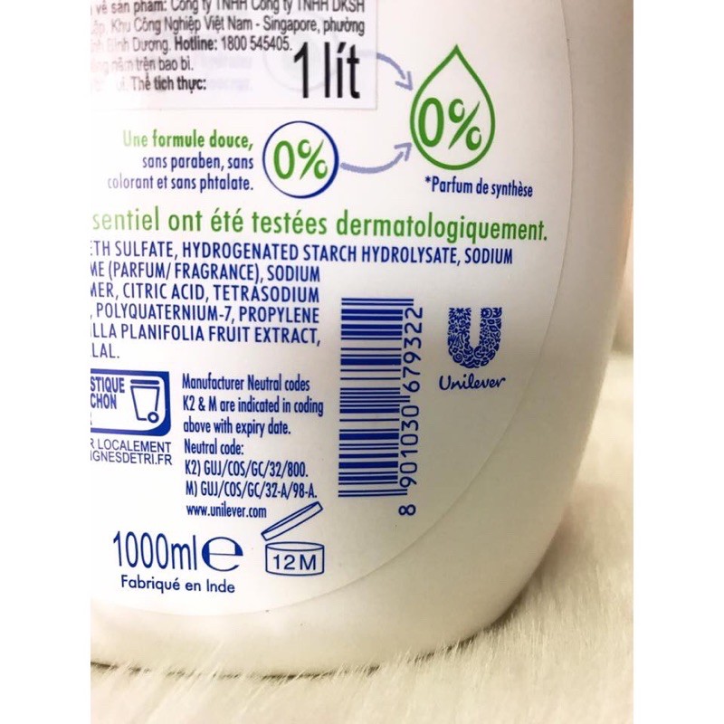  (1000ml) Sữa Tắm Dưỡng Thể Monsavon Chiết Xuất Sữa & Hoa Vani