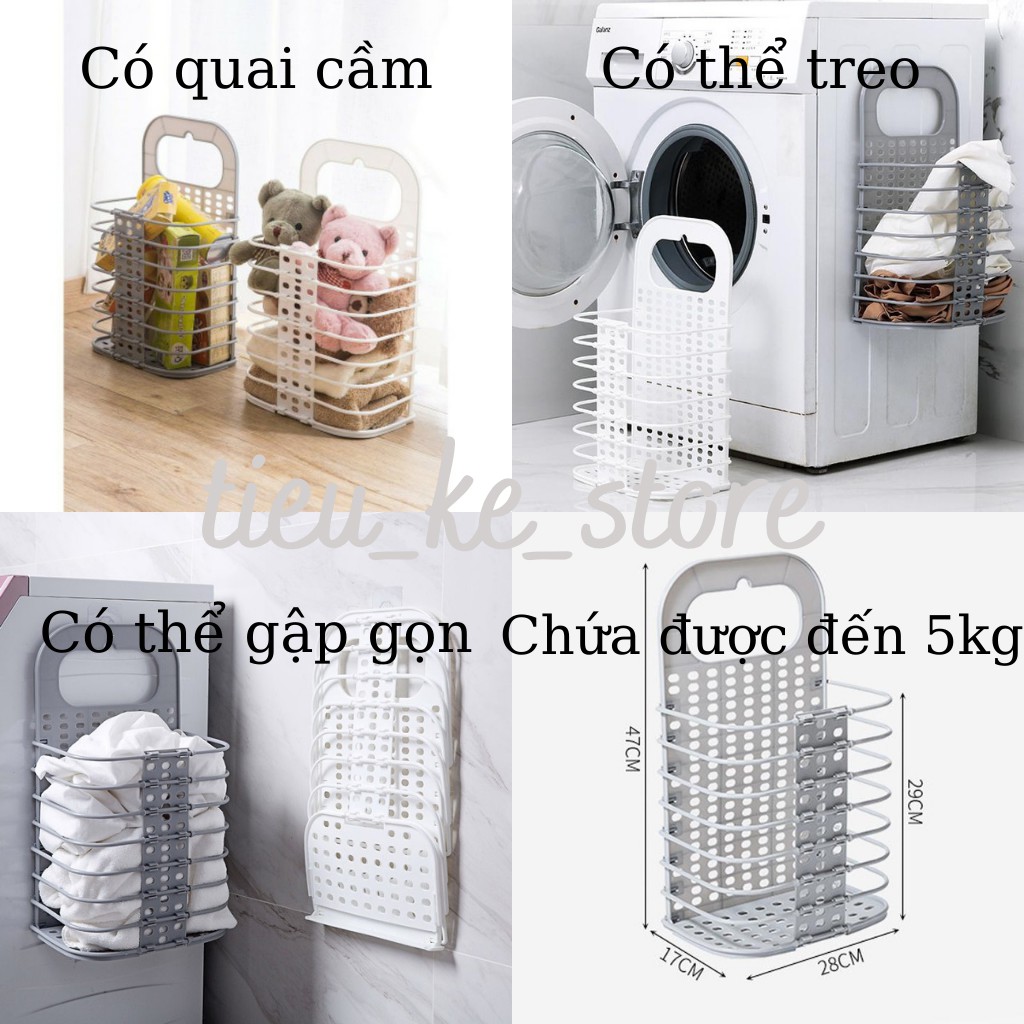 Giỏ đựng đồ treo tường đa năng, có thể gập gọn tiết kiệm diện tích, giỏ đựng đồ có tay cầm