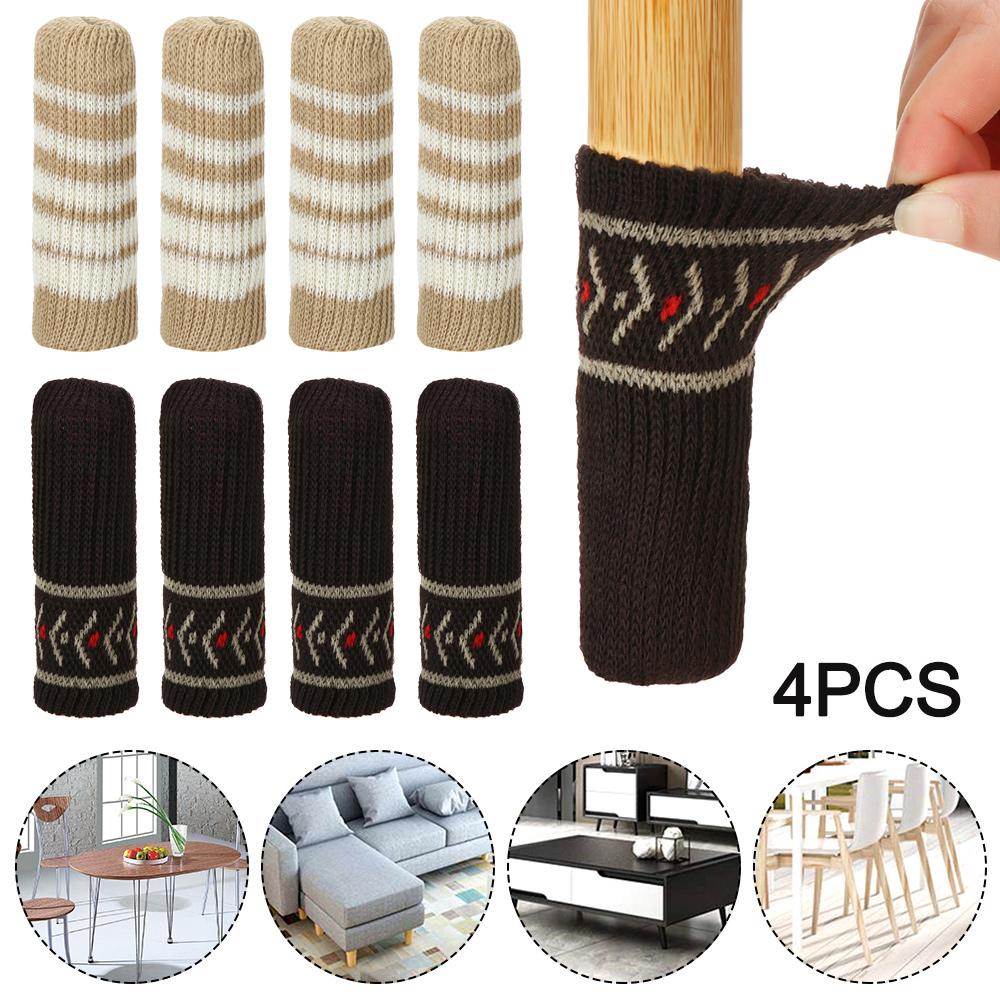 Set 4 Vỏ Bọc Bảo Vệ Ghế Ngồi Đan Len Co Giãn Chống Ồn Tiện Dụng Ốp