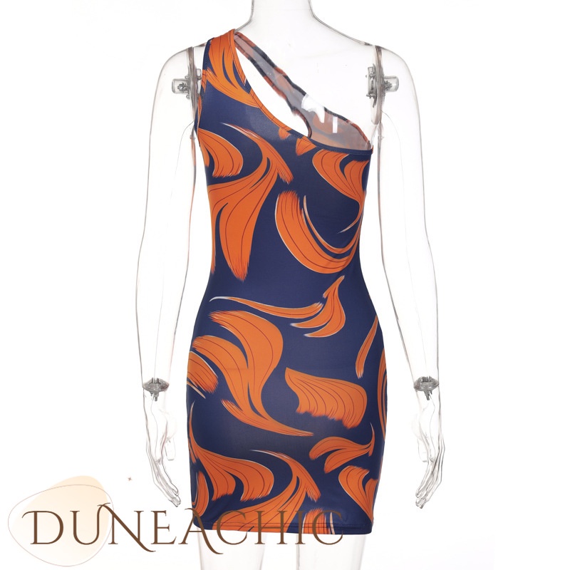 DUNEA Đầm Dáng Ôm Trễ Vai In Họa Tiết Thời Trang Cho Nữ