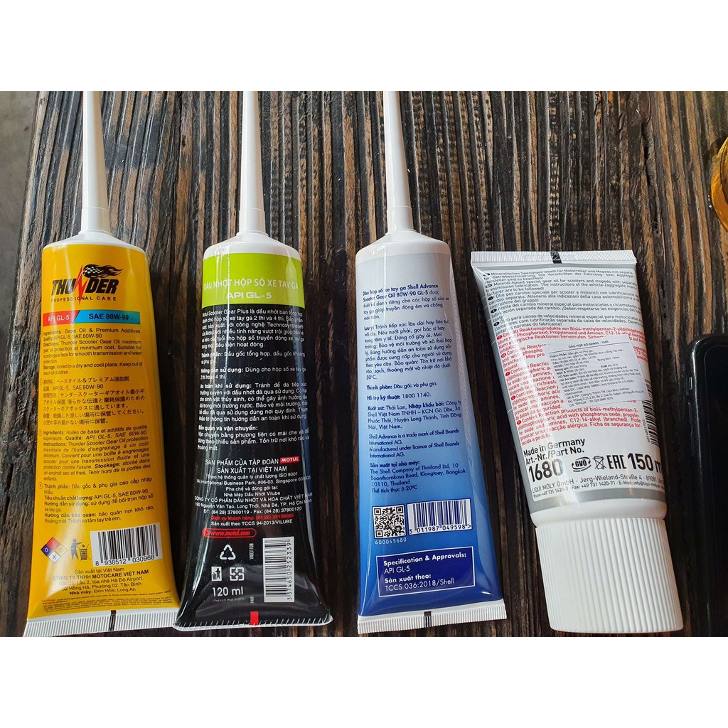 Nhớt Lap  cao cấp dành cho xe tay ga: Liqui - Motul - Shell - Thunder
