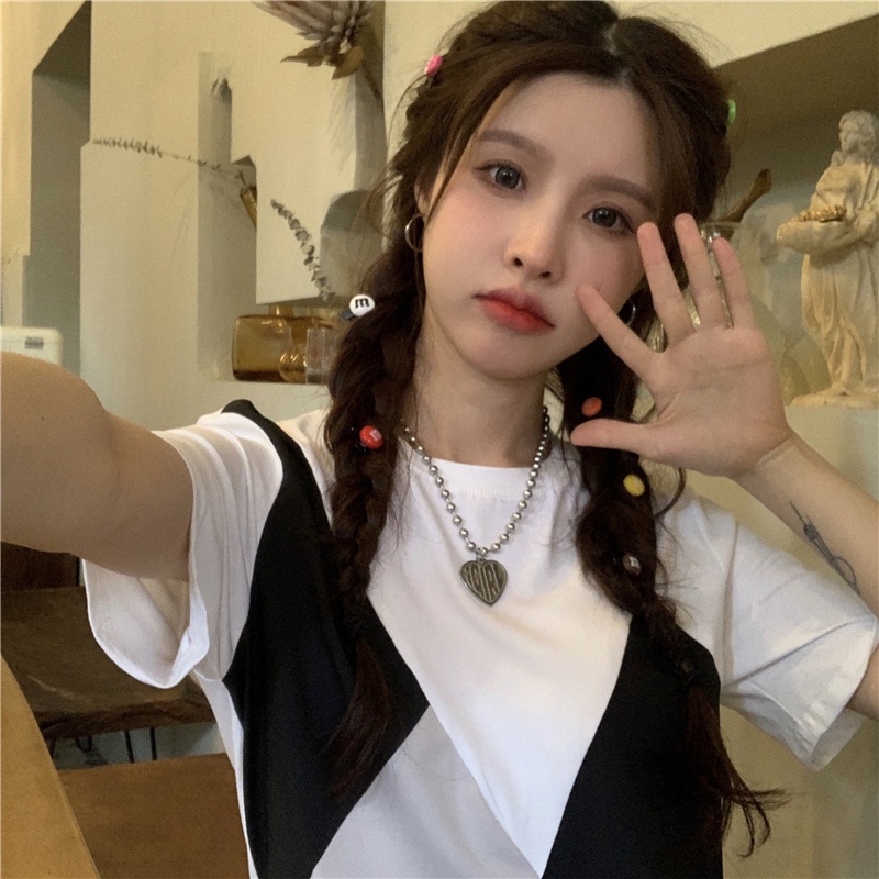 SUXI Áo Thun Tay Ngắn Cổ Tròn Thời Trang Mùa Hè Cho Nữ