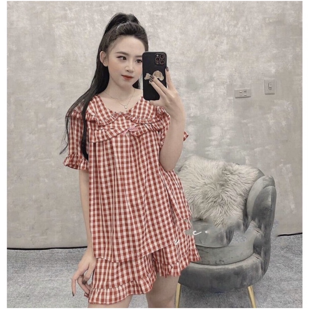 Bộ Bầu Mùa Hè Cộc Tay Ngắn Cổ Sen Chất Vải Thô Mềm Thoáng Mát HN0157 Mama Store99 Freesize Từ 43kg Đến Dưới 70kg