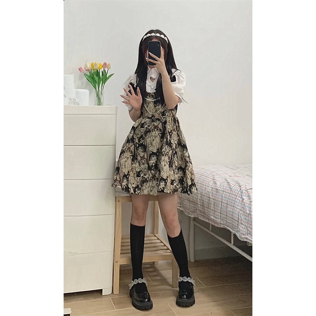 Set Đầm Nữ Dài Tay Cổ Tròn + Áo Sơ Mi Dài Tay Cổ Bẻ Thời Trang Nữ