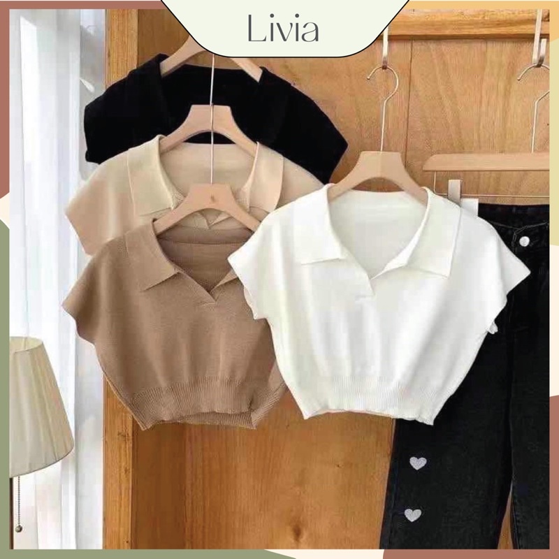 ÁO CROPTOP DÁNG NGẮN CHẤT LIỆU LEN TĂM MỎNG NHẸ MÁT | BigBuy360 - bigbuy360.vn