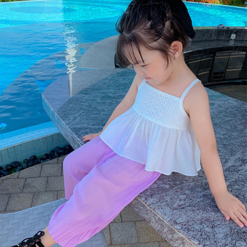 Áo hai dây thoáng khí thoải mái màu sắc xinh xắn thời trang cho bé gái 2-7 tuổi