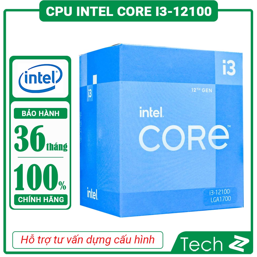 CPU Intel Core i3 12100 Box Chính Hãng Bảo Hành 3 Năm